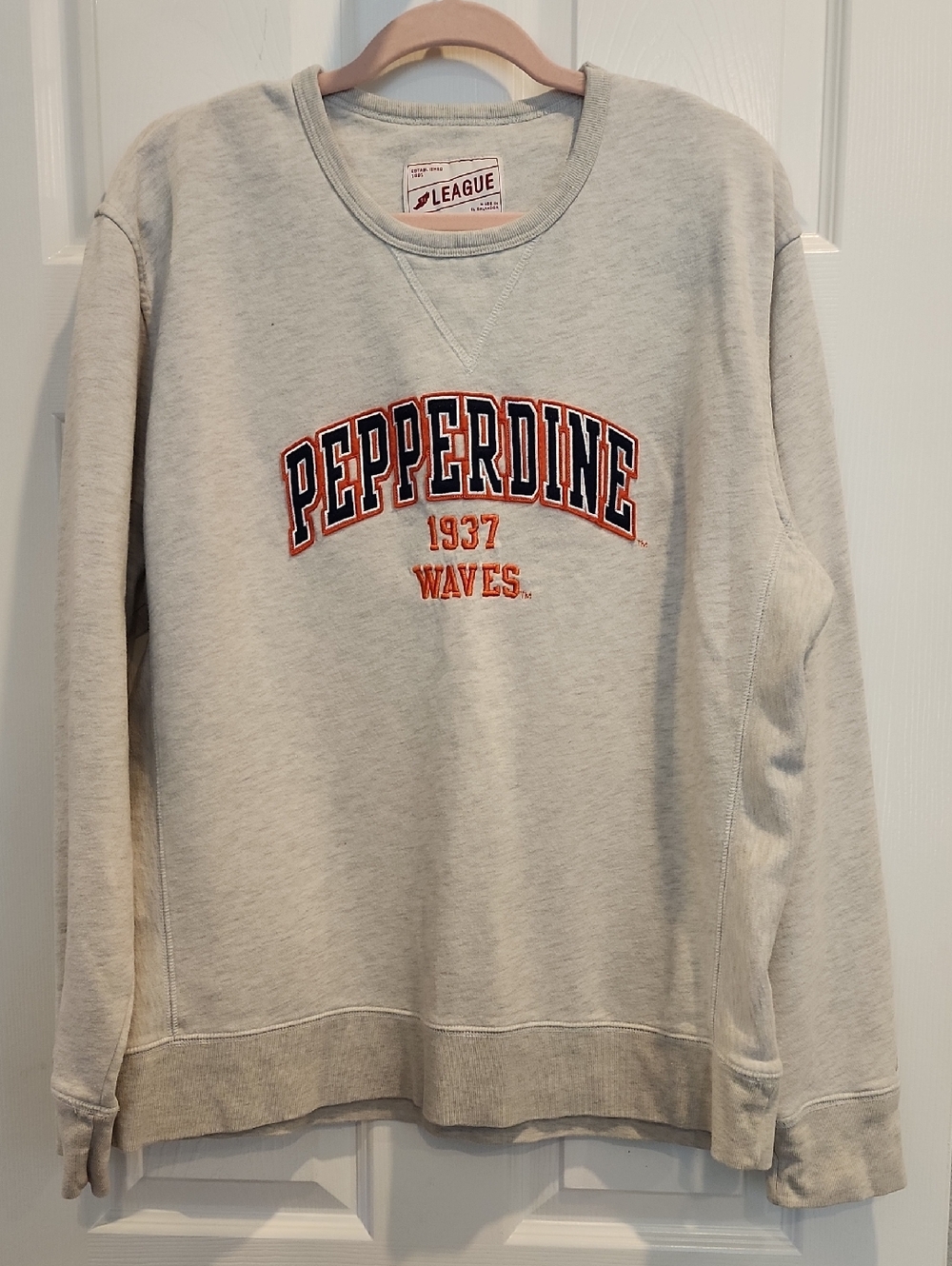 Pepperdine Arch Logo Crewneck Sweatshirt - Light Gray & Orange